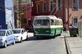 Tourist trolleybus on the street of Valparaiso. Chili