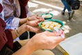 Tourist try special traditional local desert in Isfahan