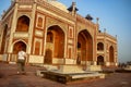 A tourist at UNESCO World Heritage Site Humayun's Tomb in Delhi Royalty Free Stock Photo