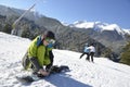 Tourist vacation in the ski resort. Bansko. Bulgaria.