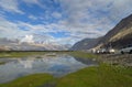 Tourist vehicles enroute to the village of Hunder, in the Nubra Valley, Ladakh.