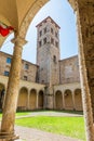 Tourist view of Rieti, i n Lazio, Italy. St. Augustine church and Bell tower