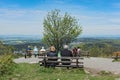 Tourist view from the summit of the Great Feldberg in the Taunus direction north Hessen, Germany