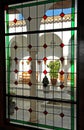 Stained glass window in the patio of the Tourist Villa of Zagrilla -Villa Turistica- of Priego de Cor