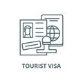 Tourist visa vector line icon, linear concept, outline sign, symbol