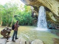 Tourist visit Saeng Chan Waterfall, Khong Chiam District, Ubon Ratchathani, Thailand