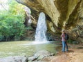 Tourist visit Saeng Chan Waterfall, Khong Chiam District, Ubon Ratchathani, Thailand