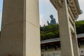 The tourist visited Giant Tian Tan Buddha statue on the peak of the mountain at Po Lin Monastery in Lantau Island, Hong Kong.