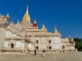 Tourist visiting the ancient Ananda temple in Bagan, Myanmar. Royalty Free Stock Photo