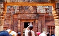 Tourist are visiting Banteay Srei Siem Reap Castle is one of the most  beautiful castles in Cambodia Construction of pink Royalty Free Stock Photo