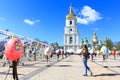 Tourist visiting Easter Egg festival in Kiev, Ukraine