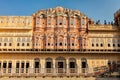 Tourist visiting Hawa Mahal palace (Palace of the Winds) famous Rajasthan tourism landmark