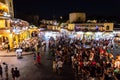 Night view of Hippocrates square at Rhodes, Greece, Europe