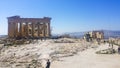 Tourists visiting the ruins of Parthenon and the surroundings from Acropolis in Athens city from Greece