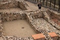 Tourist visits ancient Serdica roman ruins in Sofia, Bulgaria
