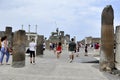 Tourist visits the excavations of Pompeii, during the reopening after the maintenance interventions of the Villa of the Mysteries Royalty Free Stock Photo