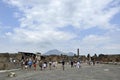 Tourist visits the excavations of Pompeii, during the reopening after the maintenance interventions of the Villa of the Mysteries Royalty Free Stock Photo