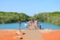 Tourist visits at Streeter`s Jetty in Broome Western Australia Royalty Free Stock Photo