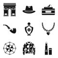 Tourist voyage icons set, simple style