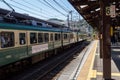 Tourist wait Odakyu Line train to Enoshima and Kamakura At Station In Japan : Kamakura - Sep 2018