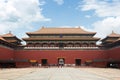 Tourist waiting entrance to gate at Beijing ancient royal palaces of the Forbidden City in Beijing, China. Asian tourism, history Royalty Free Stock Photo