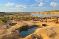 Tourist walk aroound Sam Phan Bok - The Grand Canyon of Thailand at Mekong River UBONRATCHATHANI province.