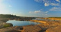 Tourist walk aroound Sam Phan Bok - The Grand Canyon of Thailand at Mekong River UBONRATCHATHANI province. Royalty Free Stock Photo