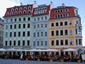 Tourist walk on the Dresden Frauenkirche square