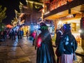 Tourist walking in the evening of  fenghuang old town. Royalty Free Stock Photo