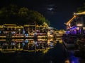 Tourist walking in the evening of  fenghuang old town. Royalty Free Stock Photo