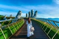 Tourist walking at Golden Bridge in Danang Vietnam Royalty Free Stock Photo