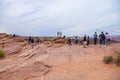 Tourists walking to the iconic Horseshoe Bent on the Colorado River