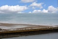 Tourists on Whitby pier at the beach Royalty Free Stock Photo