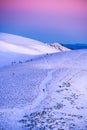 Turistická prechádzka po bielom zasneženom hrebeni Fatry, Slovensko