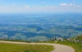 Tourist walkway on Mount Rigi with Lake Lucerne and Glarus Alps, Lucerne, Switzerland