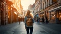 Tourist wandering in the city, travel image