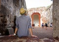 A tourist watching the old church in Meleka, Malaysia