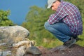 Tourist watching the tortoise