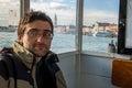 Tourist on the waterbus stop Arsenale in Venice Royalty Free Stock Photo