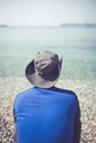 Tourist looking at the stunning Croatian coast