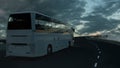 Tourist white bus driving on the bridge under an ominous cloudy sky. 3d Rendering Royalty Free Stock Photo