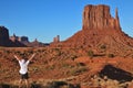 The tourist in a white shirt in Monument Valley Royalty Free Stock Photo