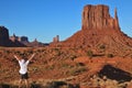 The tourist in a white shirt in Monument Valley