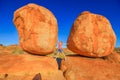 Tourist woman at Devils Marbles Royalty Free Stock Photo