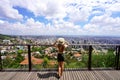 Tourist woman enjoying cityscape of Belo Horizonte, Minas Gerais, Brazil
