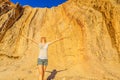 Tourist woman at Ochre Pits Royalty Free Stock Photo