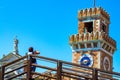 Wooden bridge Venetian Arsenal tower Venice Italy Royalty Free Stock Photo