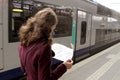 Tourist woman in train station