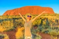Tourist woman at Uluru
