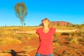 Tourist woman at Uluru Royalty Free Stock Photo